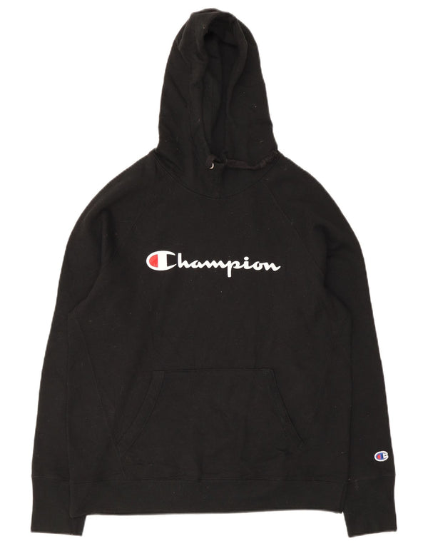 Maglione con cappuccio grafico da uomo Champion, poliestere nero medio