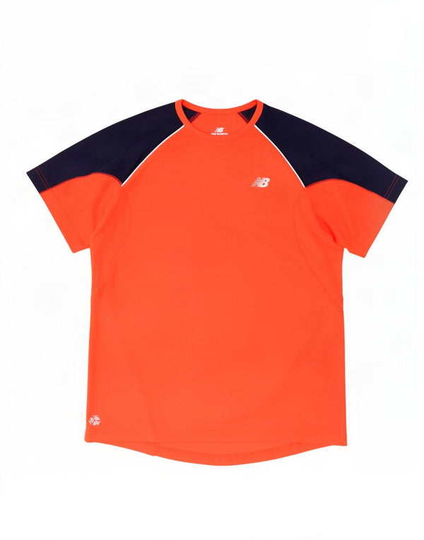 New Balance Mens T-Shirt Top XL Red Colourblock Polyester