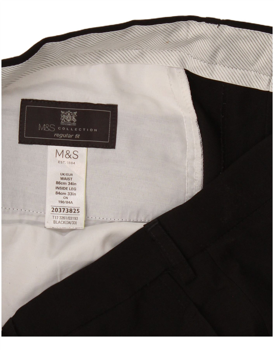 Marks & Spencer Mens Straight Regular Fit Suit Trousers W34 L33 Black