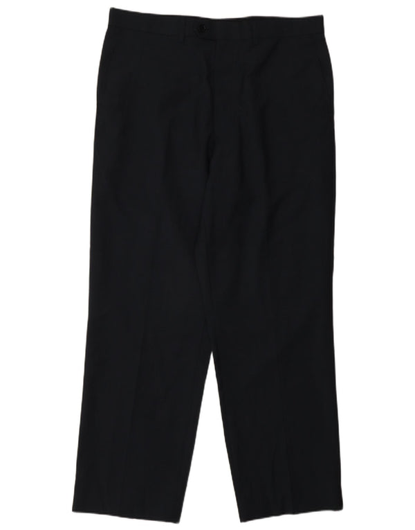Calça masculina reta casual Marks & Spencer W34 L29 azul marinho lã