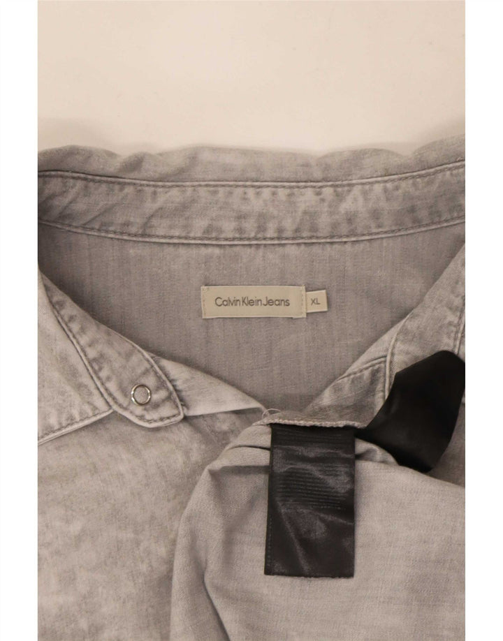 Calvin Klein Jeans Mens Denim Shirt XL Grey Cotton