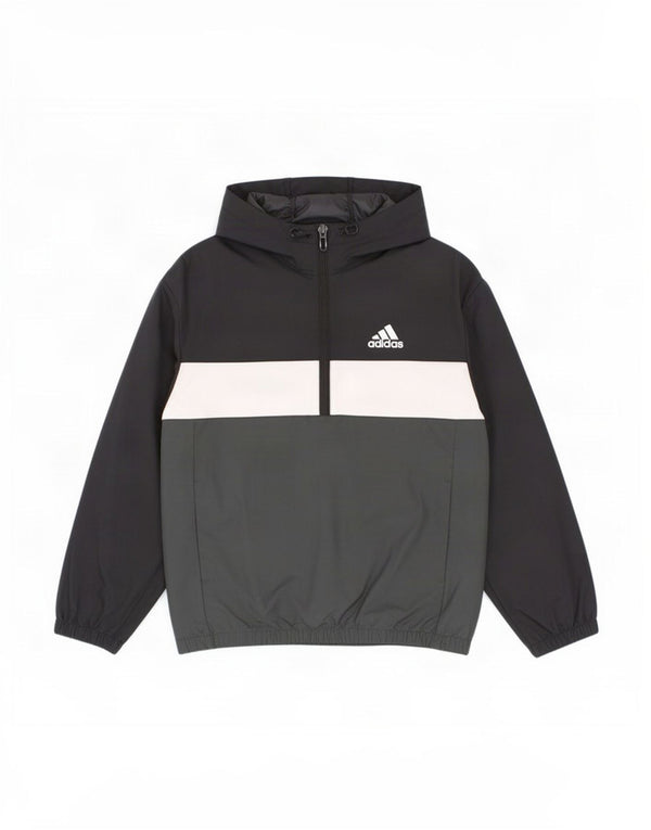 Adidas Boys με κουκούλα πουλόβερ Rain Jacket 7-8 Years Black Colourblock