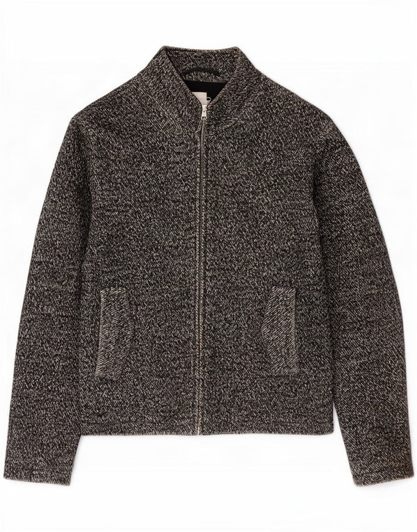 Reiss Mens Bomber Jacket UK 38 Medium Grey Flecked Cotton
