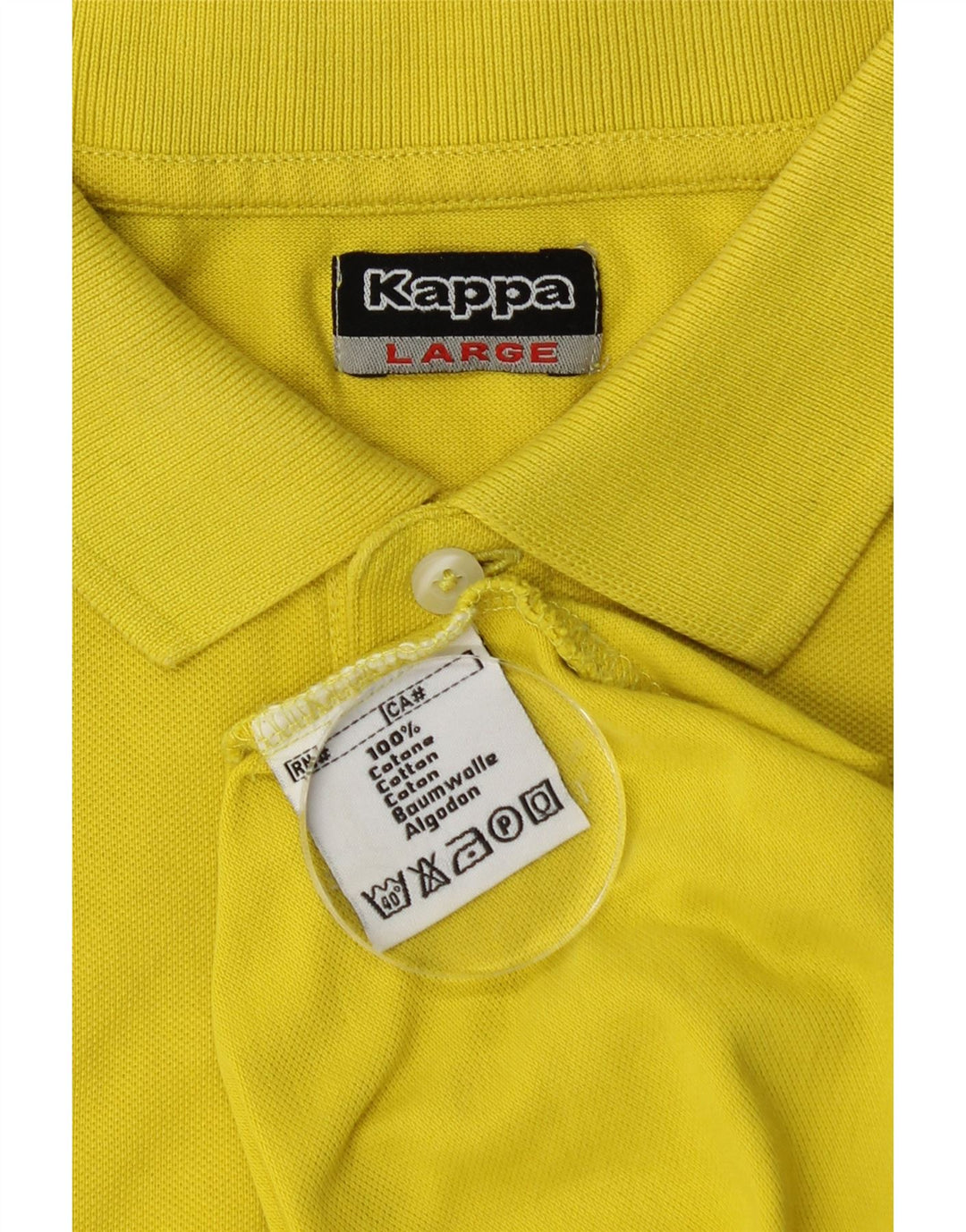 KAPPA Mens Polo Shirt Large Yellow Cotton