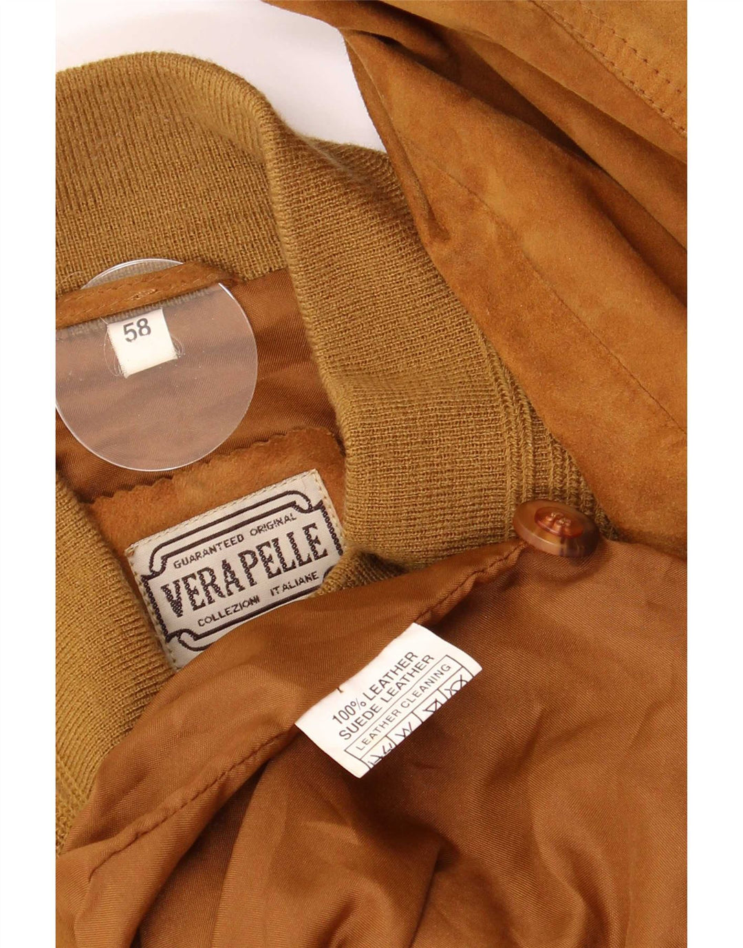 Vintage Mens Suede Bomber Jacket IT 58 4XL Brown Leather Retro