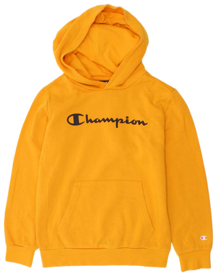Champion Boys Graphic Hoodie Jumper 9-10 Years Medium Yellow