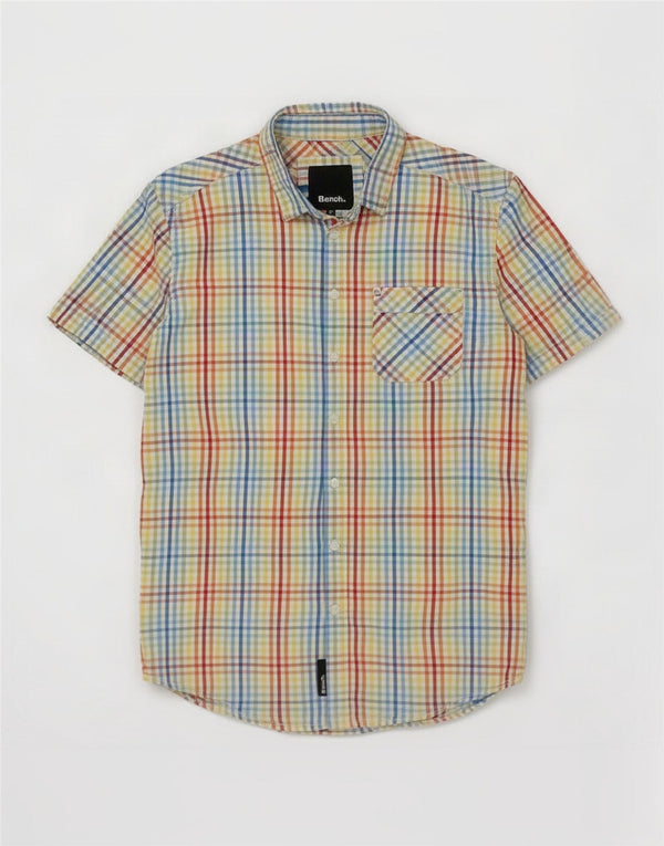 Camicia a maniche corte da uomo Bench in cotone a quadri grandi multicolori