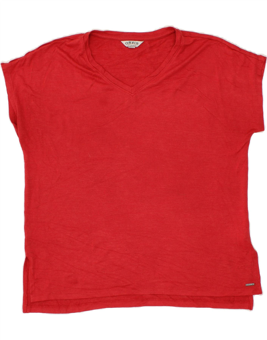 ORVIS Womens T-Shirt Top UK 16 Large Red Polyester Vintage Orvis and Second-Hand Orvis from Messina Hembry 