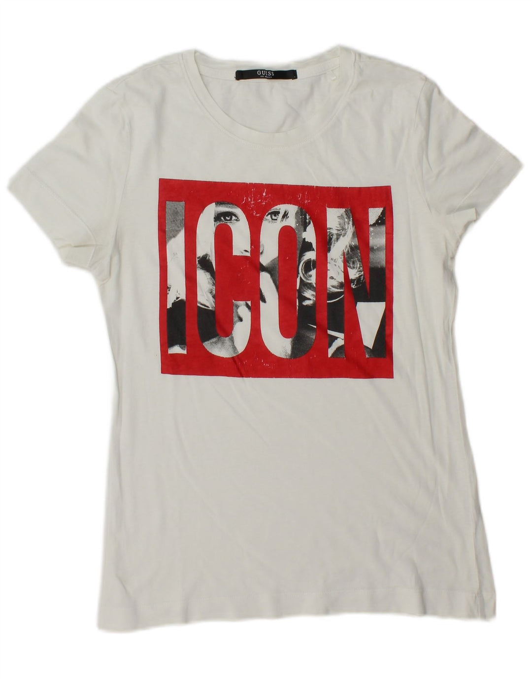 Guess Womens Graphic T-Shirt Top UK 14 Medium White