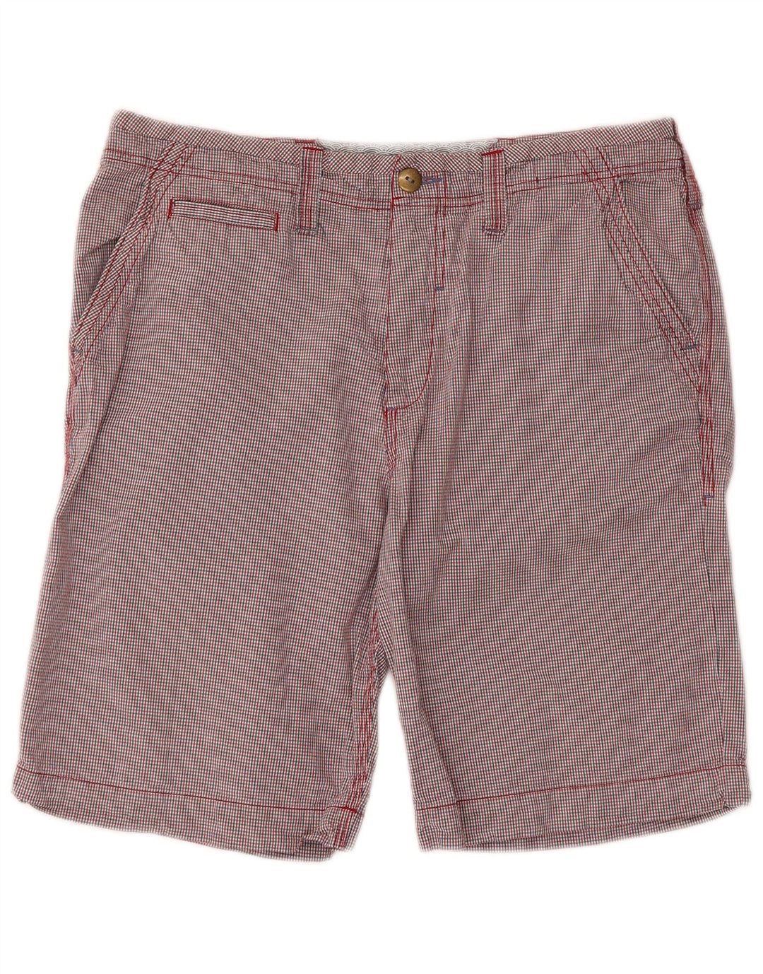 WHITE STUFF Pantaloncini chino da uomo W34 Large in cotone a quadretti rossi