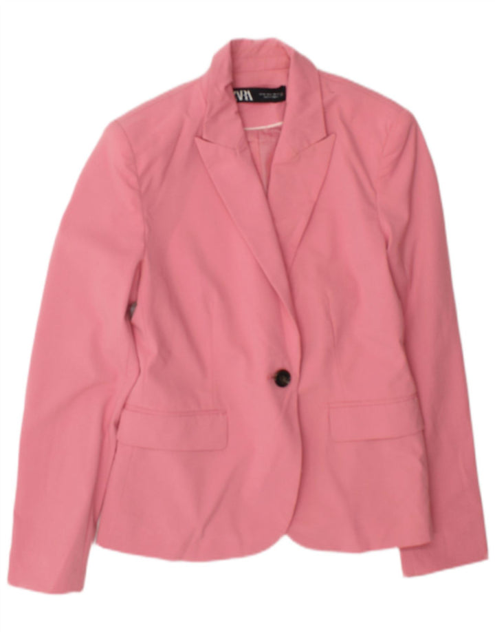 Zara Dame 1-knaps blazerjakke EU 38 Small Pink Polyester