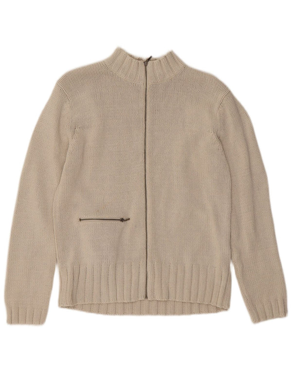 Marks & Spencer Pull cardigan entièrement zippé pour femme UK 10 Petit coton beige