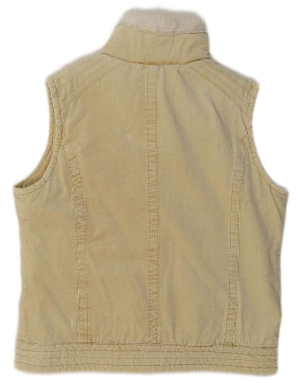 Crew Clothing Womens Sherpa Corduroy Gilet UK 12 Medium Beige Cotton