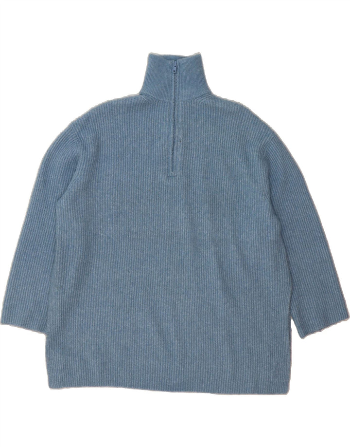 TOPSHOP Womens Oversized Zip Neck Jumper Sweater UK 10 Small Blue Vintage Topshop and Second-Hand Topshop from Messina Hembry 
