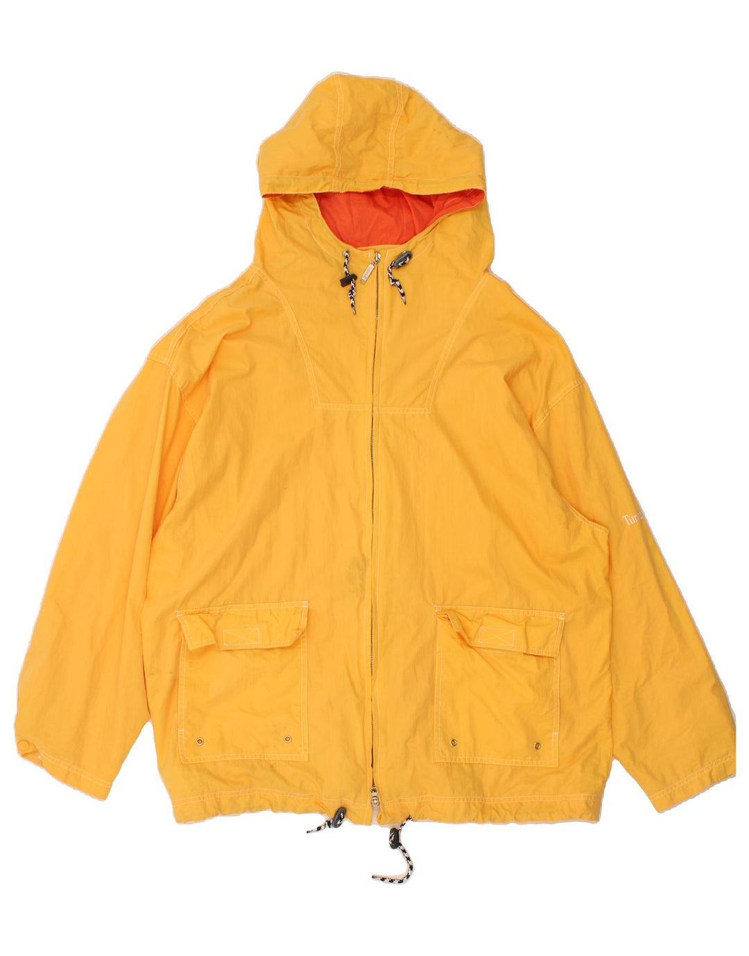 TIMBERLAND Mens Hooded Rain Jacket UK 40 Large Yellow Nylon