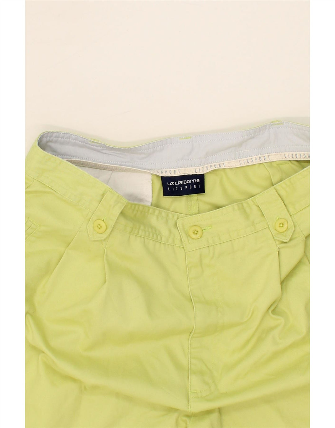 LIZ CLAIBORNE Womens Pegged Casual Shorts W32 Medium Yellow Vintage Liz Claiborne and Second-Hand Liz Claiborne from Messina Hembry 