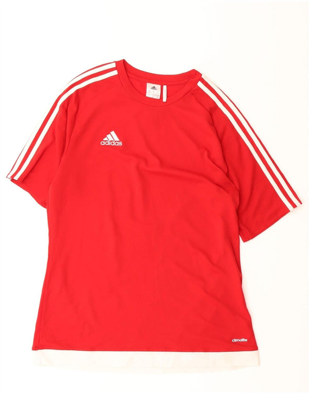 ADIDAS Mens Climalite T-Shirt Top Medium Red Colourblock Polyester