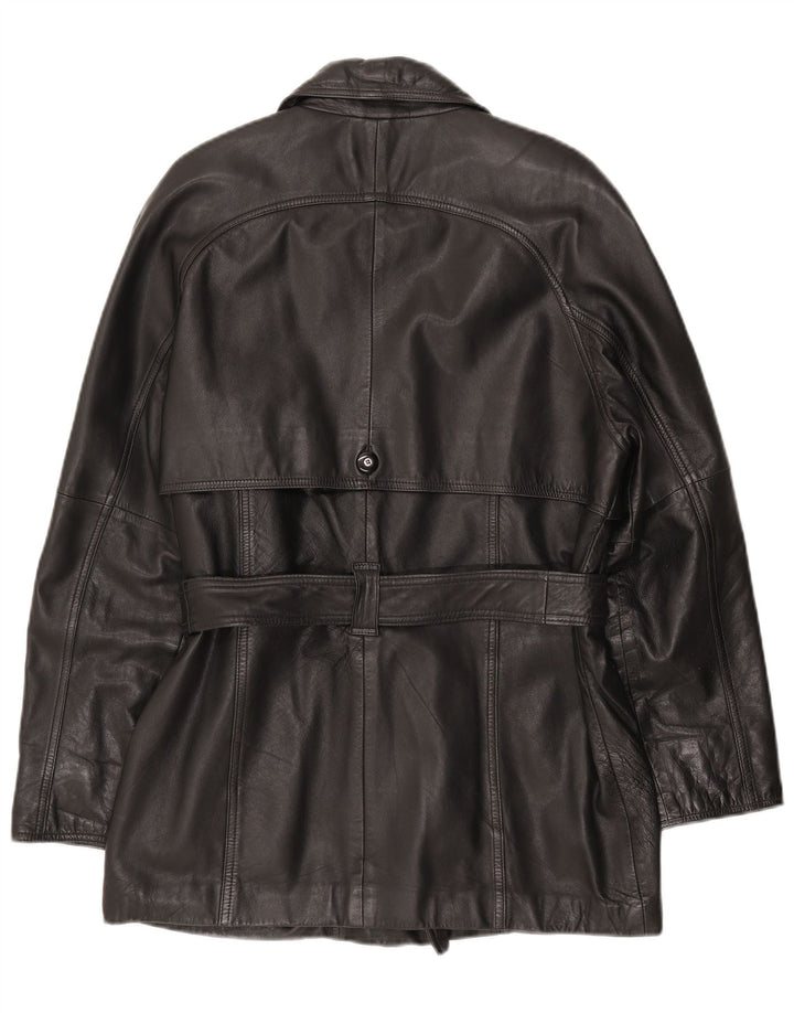 ETAM Womens Double Breasted Leather Jacket US 12 Large Black Leather