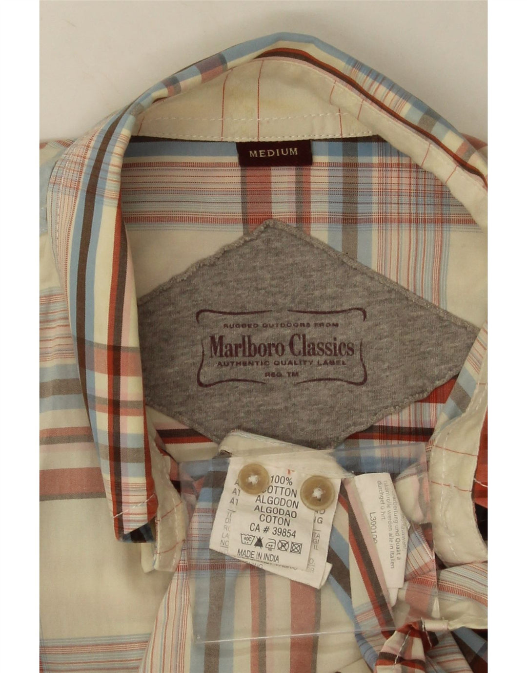 MARLBORO CLASSICS Camicia a maniche corte da uomo a quadri multicolore medio