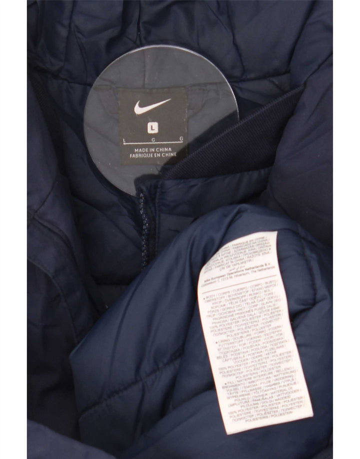 Palton căptușit cu glugă pentru bărbați Nike UK 40, mare, albastru, poliester