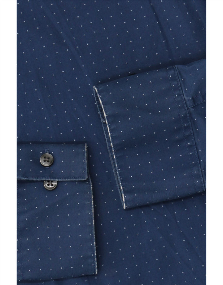 CALVIN KLEIN JEANS Herrenhemd Größe 33/32 15 1/2 Mittelblau gefleckt