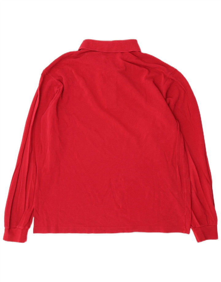 Lacoste Mens Long Sleeve Polo Shirt Size 4 Medium Red Cotton