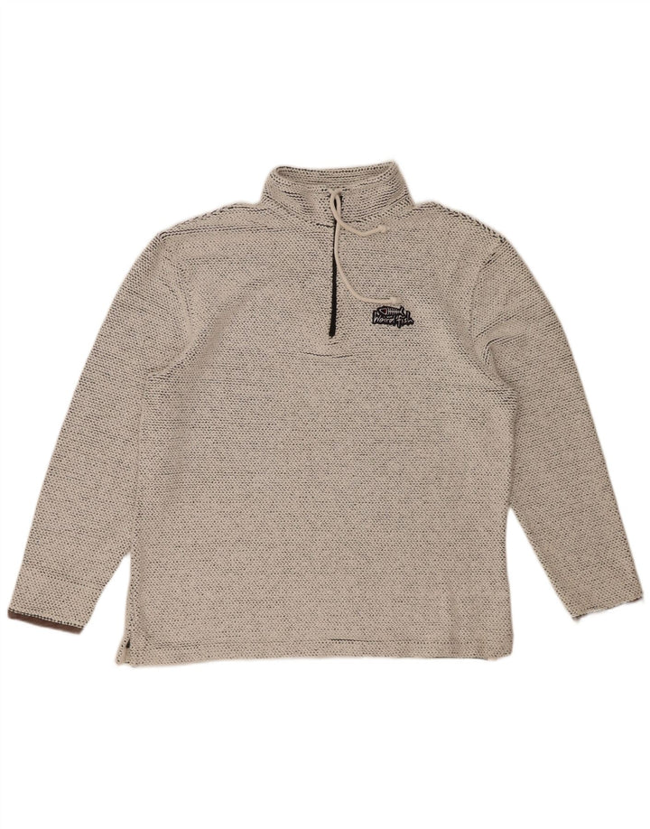 WEIRD FISH Mens Zip Neck Sweatshirt Jumper Large Grey Cotton