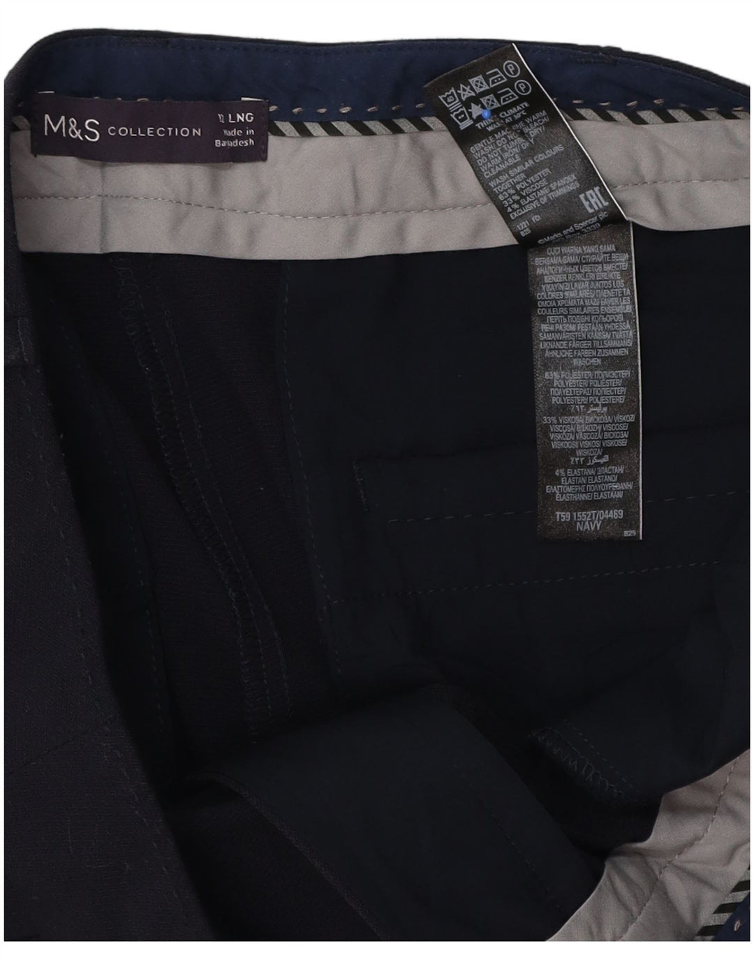 Marks & Spencer Womens Suit Trousers UK 12 Medium W34 L32 Navy Blue