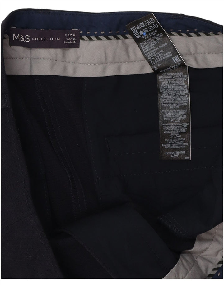 Marks & Spencer Womens Suit Trousers UK 12 Medium W34 L32 Navy Blue