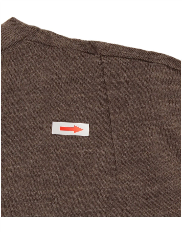 All Saints Mens Crew Neck Jumper Sweater Medium Brown Merino Wool
