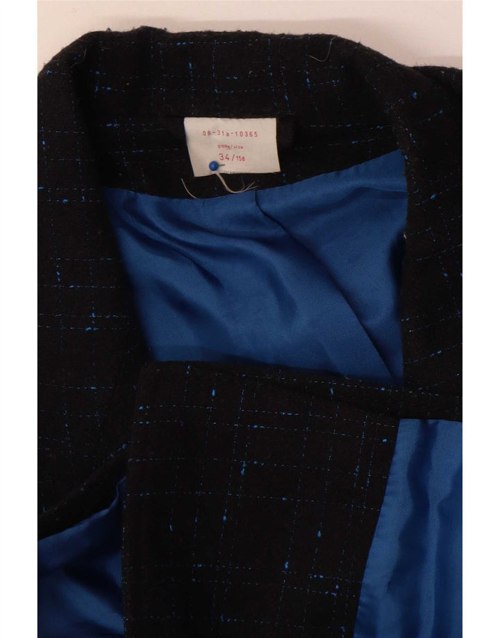 Vintage Womens Oversized Blazer Jacket EU 34 XS Navy Blue Check