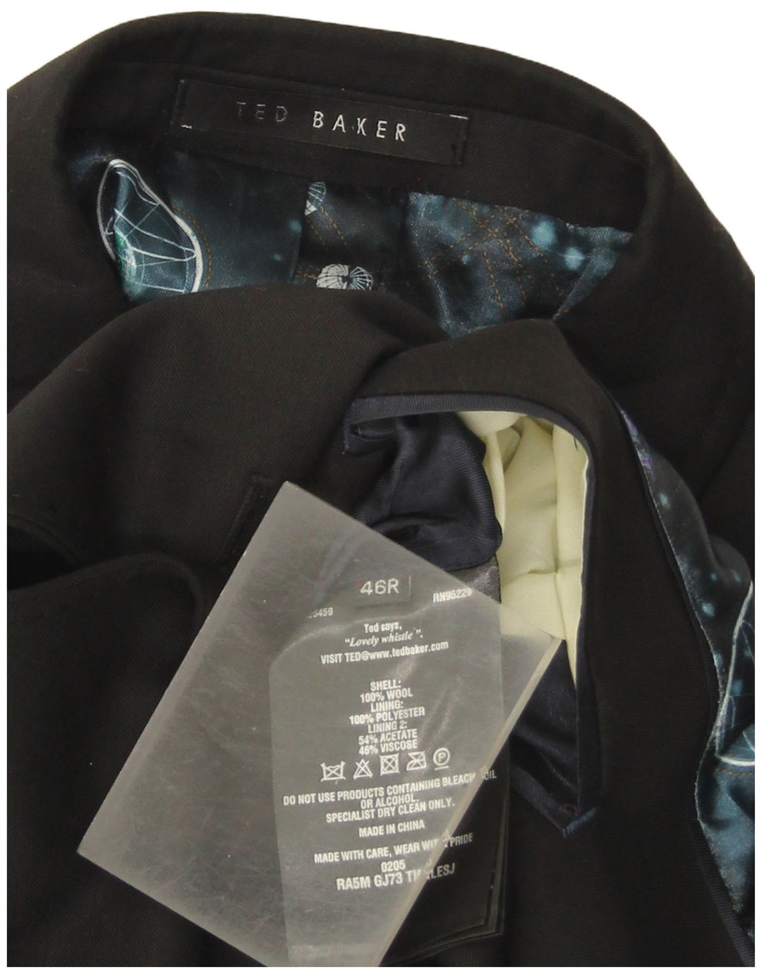 Ted Baker Mens 2 Button Blazer Jacket US 46 3XL Black Wool