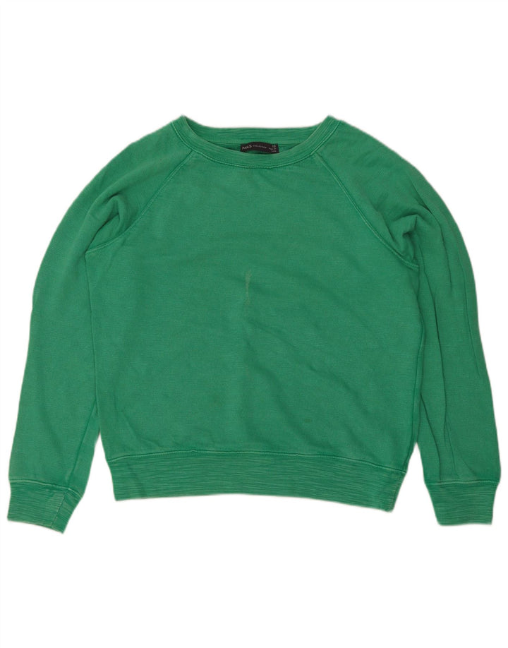 Marks & Spencer Womens Oversized Sweatshirt Jumper UK 10 Small Green Cotton