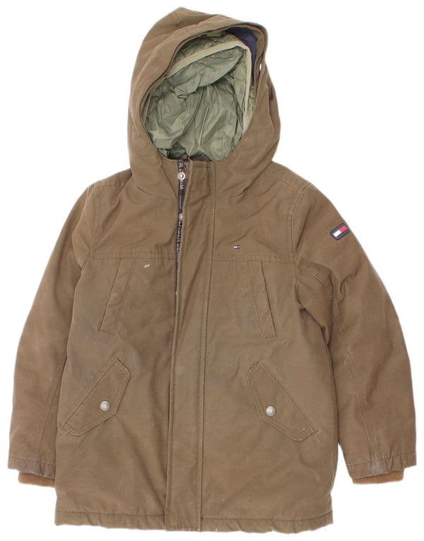 Tommy Hilfiger Boys Hooded Parka Jacket 5-6 Years Khaki Polyester