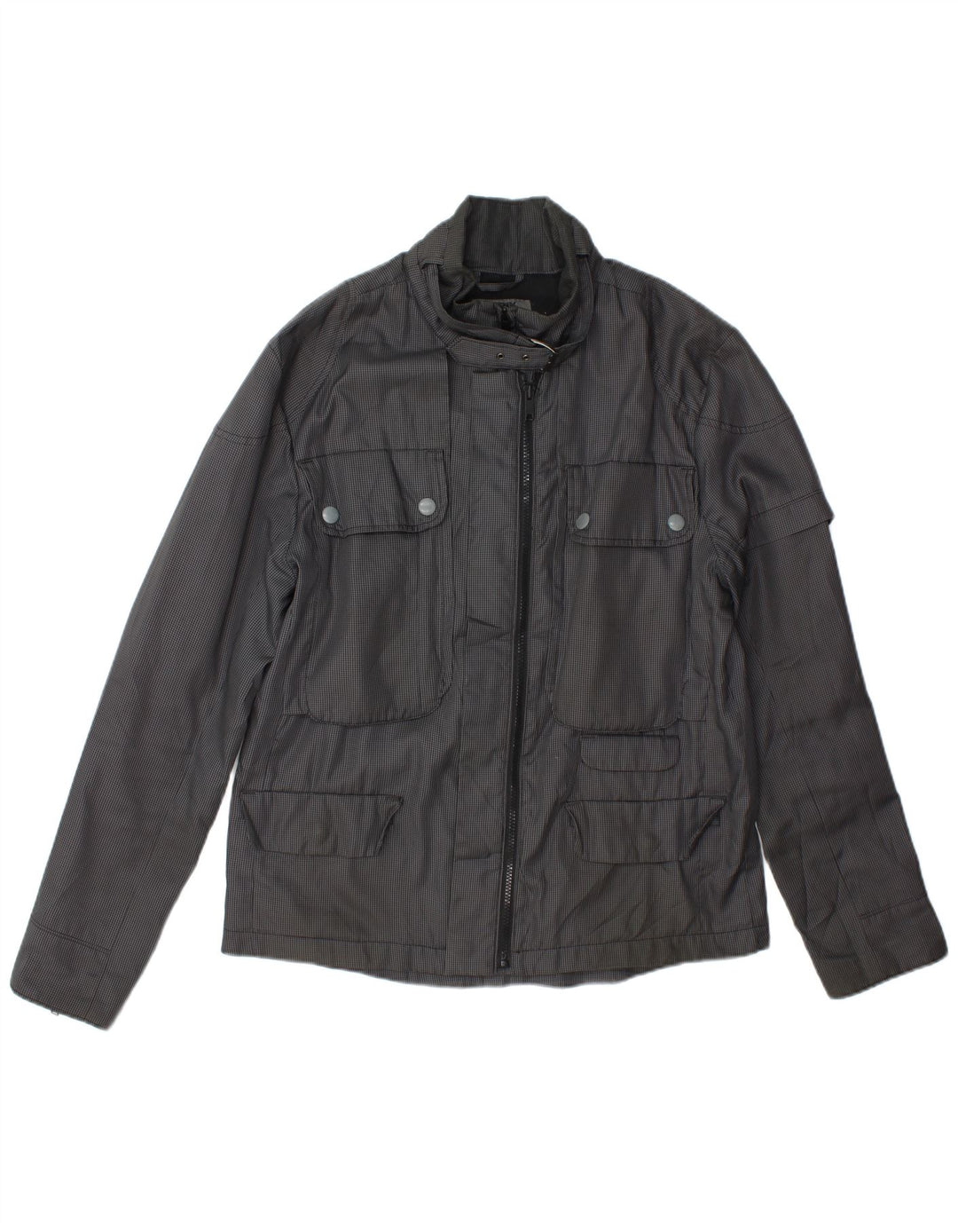 Giacca multiuso da uomo Dkny UK 40 Large in poliestere pied de poule grigio