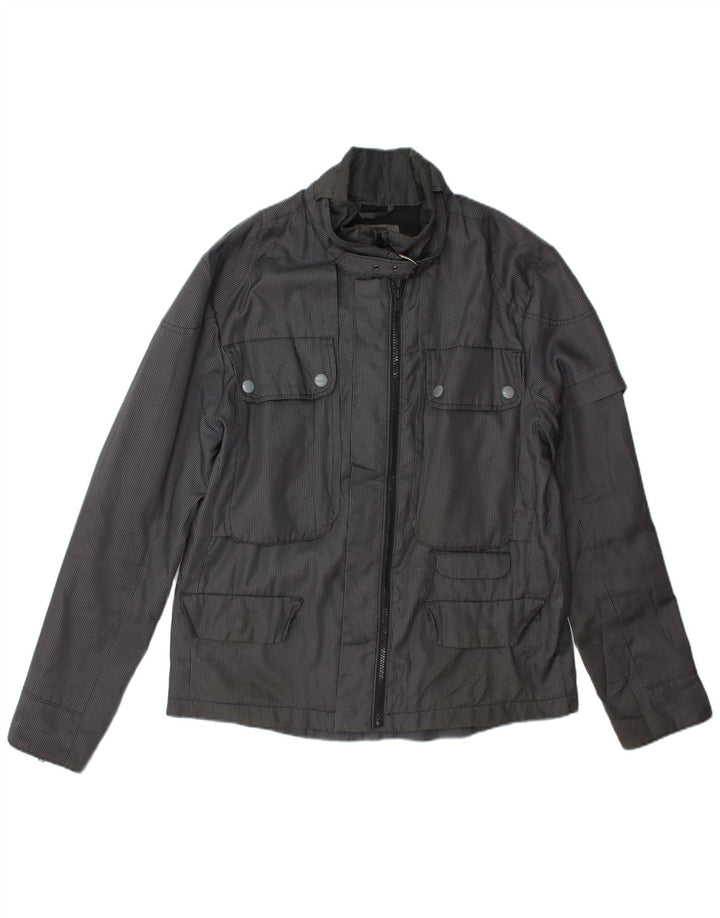 Giacca multiuso da uomo Dkny UK 40 Large in poliestere pied de poule grigio