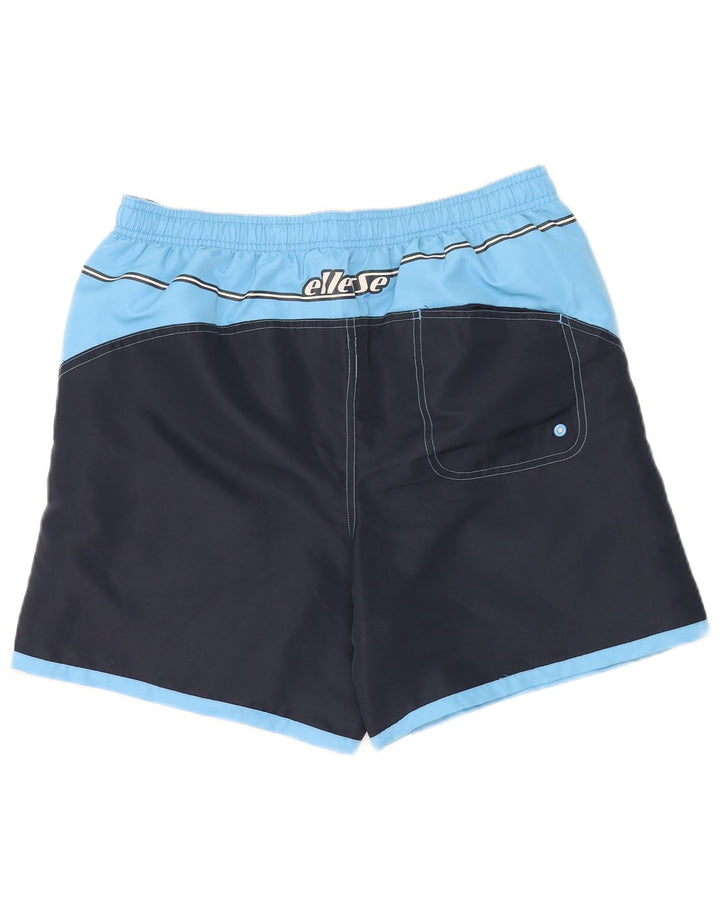 Pantaloncini da bagno grafici da uomo Ellesse, poliestere color block medio blu navy
