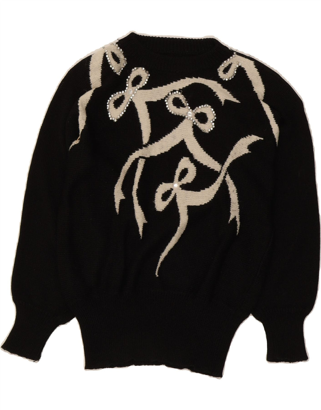 VINTAGE Womens Crew Neck Jumper Sweater UK 14 Medium Black Vintage Vintage and Second-Hand Vintage from Messina Hembry 