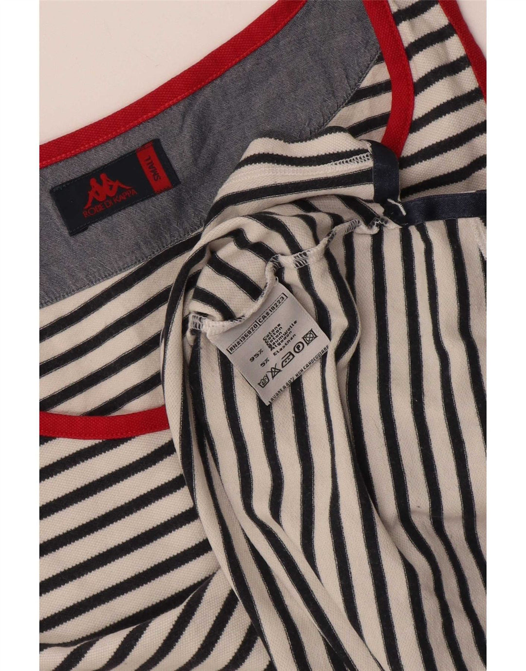 Kappa Womens Vest Top UK 10 Small White Striped Cotton