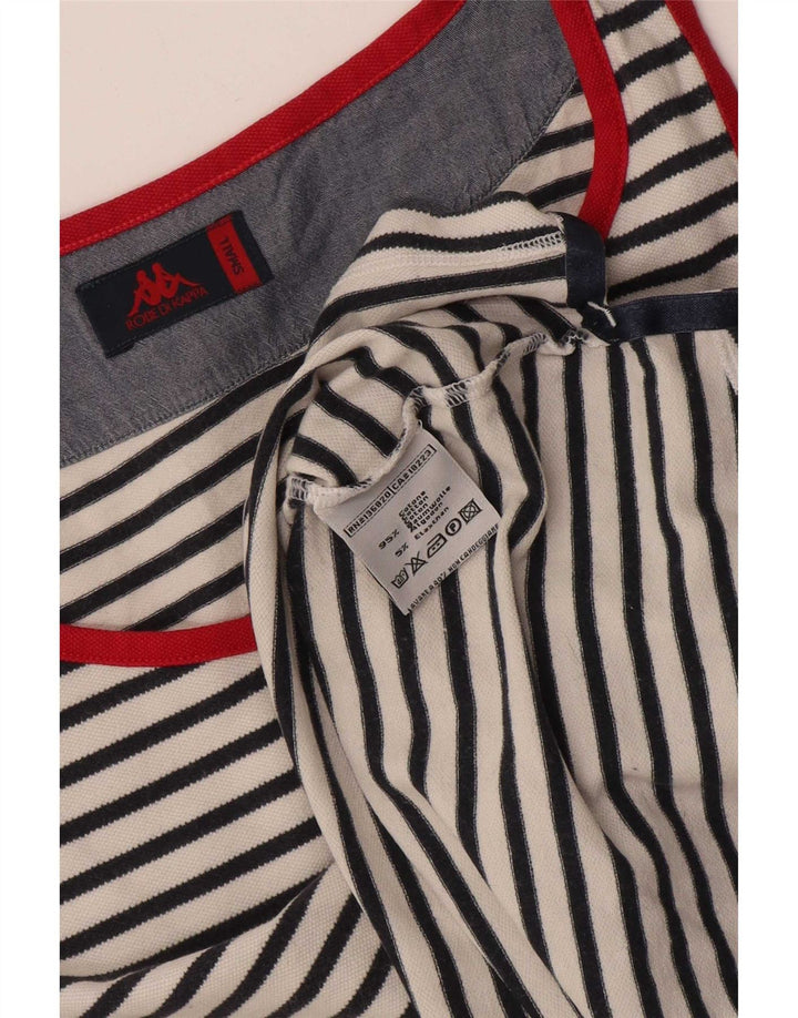 Kappa Womens Vest Top UK 10 Small White Striped Cotton