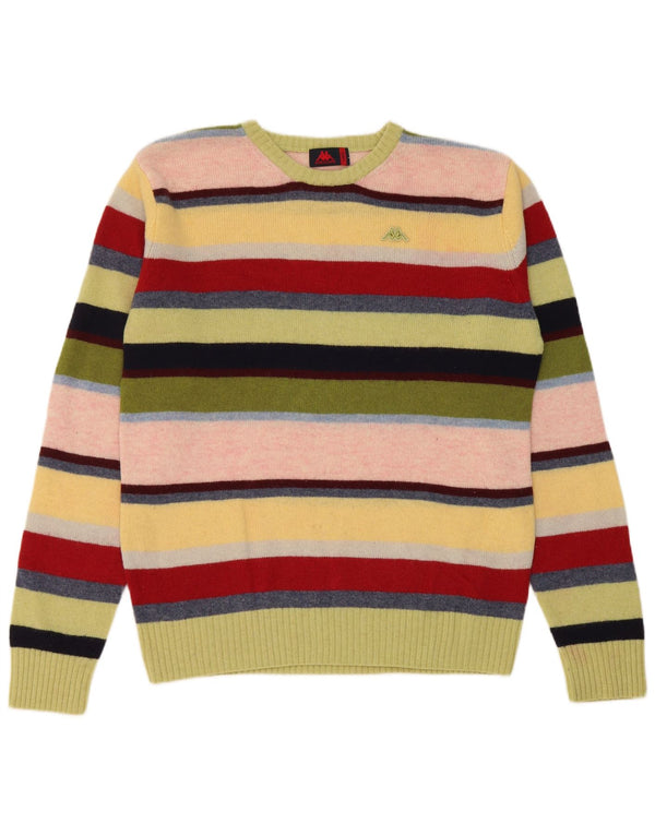 Kappa Mens Crew Neck Jumper Sweater Large Multicoloured Striped Wool