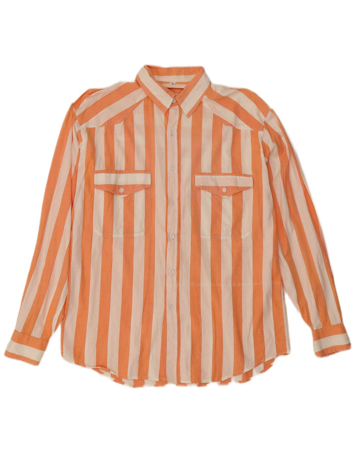 Vintage Mens Shirt Small Orange Striped
