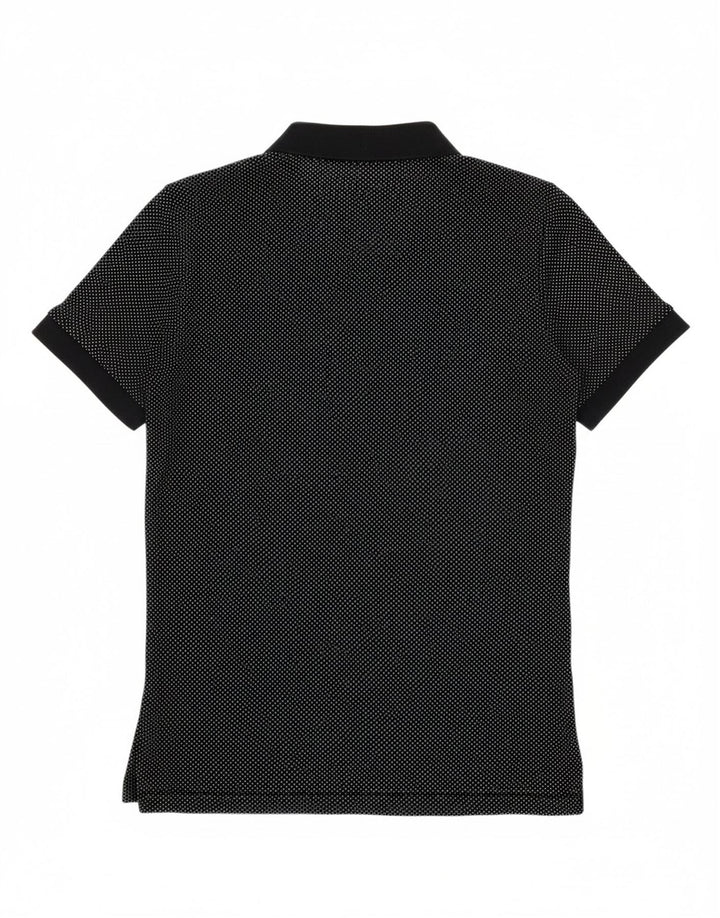 FRENCH CONNECTION Mens Polo Shirt Medium Black Polka Dot Cotton