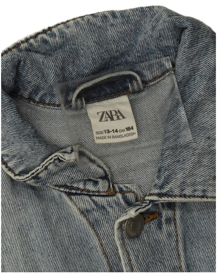 Zara Girls Denim Jacket 13-14 Years Blue Cotton