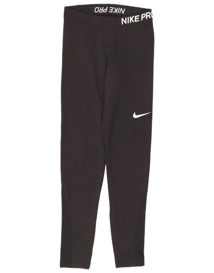 Leggings grafici Nike da donna Dri Fit UK 8 piccoli poliestere nero