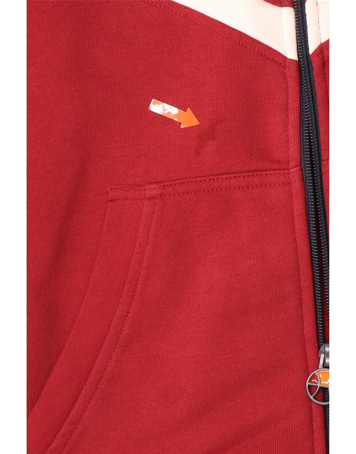 ELLESSE Mens Zip Hoodie Sweater Medium Red Colourblock Cotton