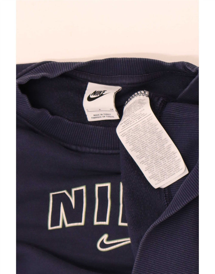 Nike Womens Oversized Crop Graphic Sweatshirt Pullover UK 10 Small Marineblau