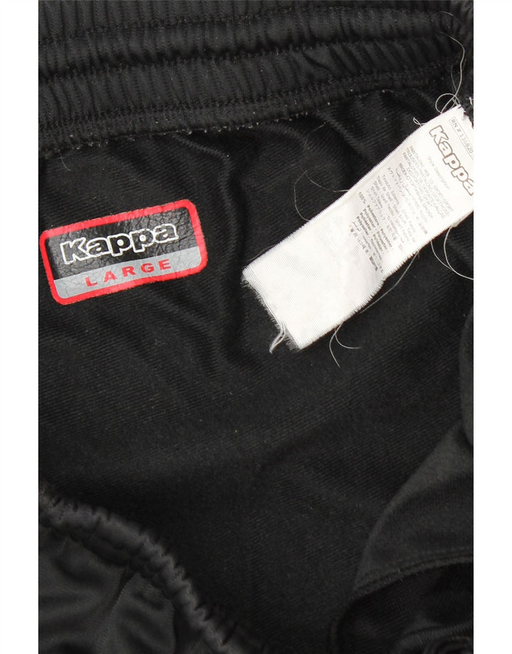 Kappa Boys Graphic Tracksuit Trousers 13-14 Years Large Black Polyester