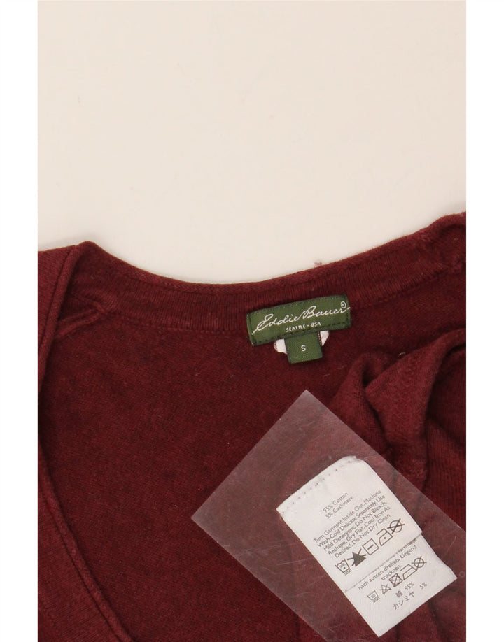 EDDIE BAUER Womens Seattle V-Neck Jumper Sweater UK 10 Small Maroon Vintage Eddie Bauer and Second-Hand Eddie Bauer from Messina Hembry 