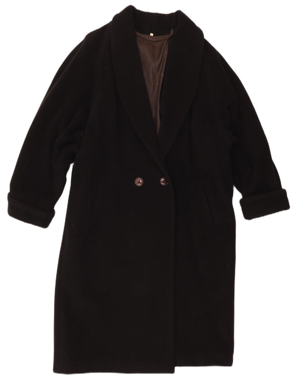 Abrigo vintage de mujer con doble botonadura IT 48 XL Negro